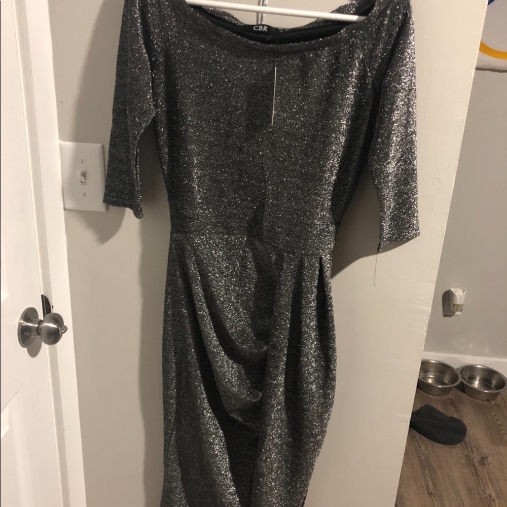 Silver banquet 3/4 length dress